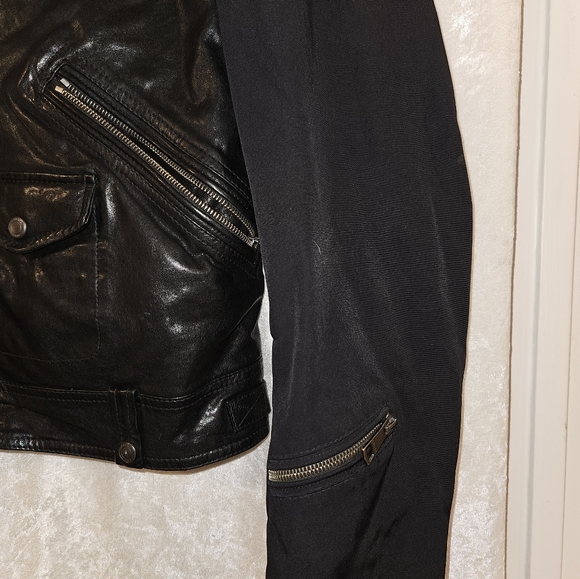 BURBERRY BRIT Leather Ballistic Motorcycle Jacket Size Large - Picture 15 of 15